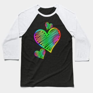 Heart Love Neon Rainbow Colors Baseball T-Shirt